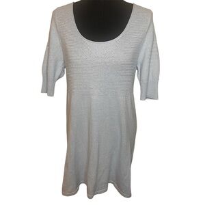 Eileen Fisher Cotton Cashmere Baby Doll Powder Blue Sweater Dress/Tunic Sz M